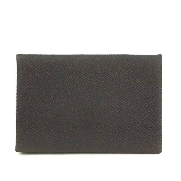 ❌SOLD❌ Hermes Dark Brown Epsom Leather Calvi Card Case - Picture 4 of 6